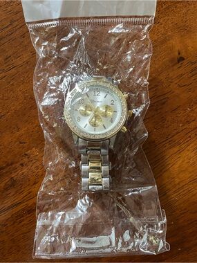 Geneva Two-Tone Crystal Accent Wristwatch